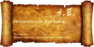 Antonovics Barbara névjegykártya