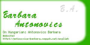 barbara antonovics business card